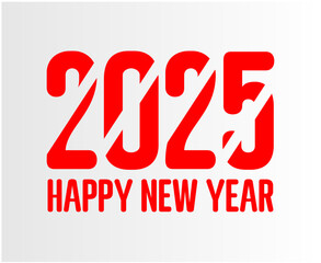 Happy New Year 2025 Design Element Red Creative Abstract Vector Illustration