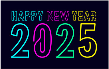 Happy New Year 2025 Design Element Multicolor Line Style Creative Abstract Vector Illustration