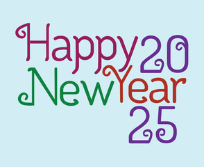 Happy New Year 2025 Design Element Colors Creative Abstract Vector Illustration