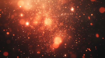 Obraz premium Sparkling red and orange fireworks lighting up the black sky, with copy space available beneath.