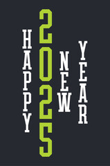 Happy New Year 2025 Design Element Gray And Green Creative Abstract Vector Illustration