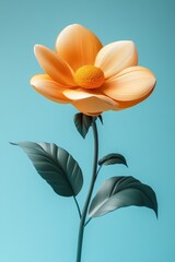 Obraz premium Vibrant Orange Flower Against Turquoise Background