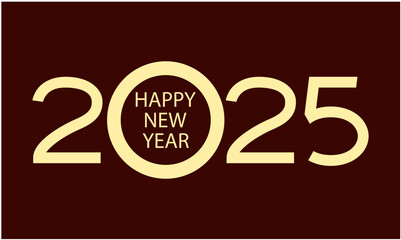 Happy New Year 2025 Design Element Brown Creative Abstract Vector Illustration