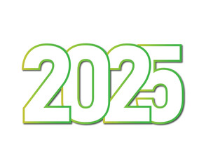 Happy New Year 2025 Design Element Green And White Realistic Creative Abstract Vector Illustration