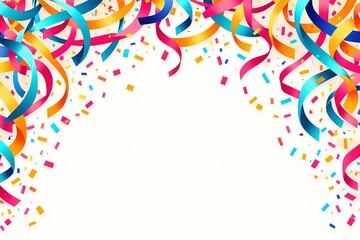 Fototapeta premium Celebrate in Style with Our Vibrant Confetti and Streamer Background, Perfect for Festive Invitations, Party Decorations, and More!