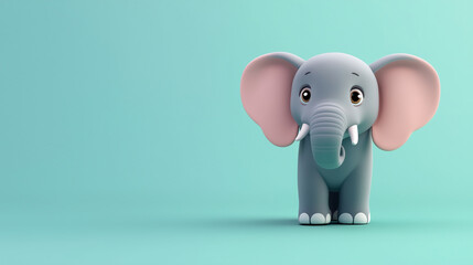 Fototapeta premium cartoon of elephant on blue background, free space for text