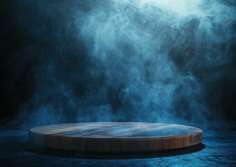 Mysterious Wooden Surface with Smoke Effect for Dramatic Visual Presentations