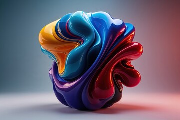 Vibrant Three-Dimensional Fluid Abstract Art with Creative Design