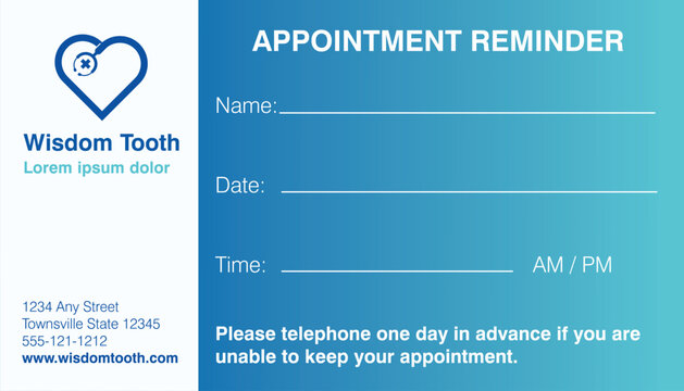 blue appointment reminder card designed vector illustration