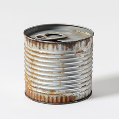 Rusted Food Tin Can with Torn Metal Game Art Concept Isolated on White Background