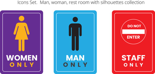 Men and Women Toilet Sign, Market Sign,  Public Place Sign, 