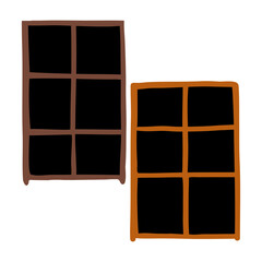 Two brown empty bookshelf handdrawn vector artwork