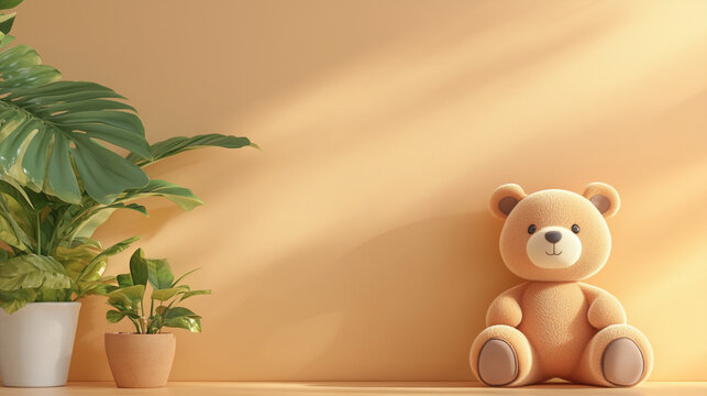 teddy bear on brown background