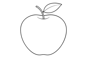 Apple line art vector, apple outline drawing 