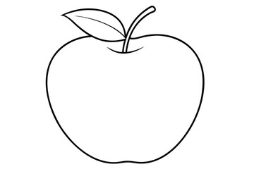 Apple line art vector, apple outline drawing 