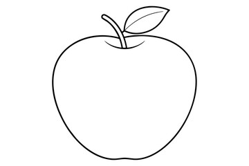 Apple line art vector, apple outline drawing 