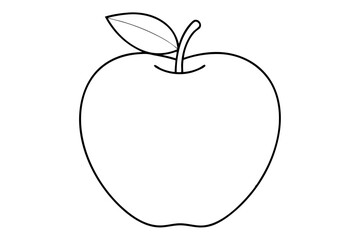 Apple line art vector, apple outline drawing 