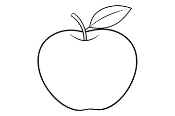 Apple line art vector, apple outline drawing 