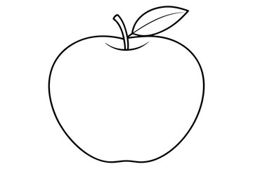 Apple line art vector, apple outline drawing 