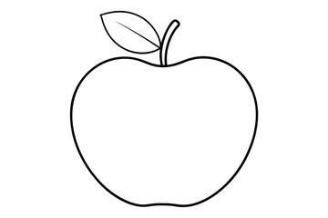 Apple line art vector, apple outline drawing 