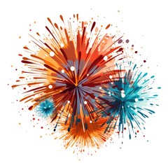 Vibrant Colorful Explosion of Fireworks in Vivid Shades of Red, Blue, Orange, and Turquoise Creating a Dynamic Celebration Atmosphere for Festive Occasions