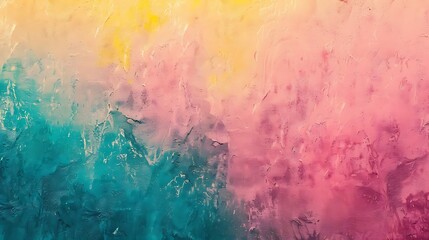 Obraz premium A vibrant abstract artwork featuring a gradient of colors blending from yellow to pink and blue.