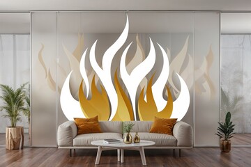Translucent Background with White and Gold Flame Design