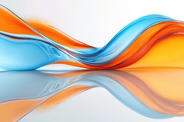 Obraz premium A wavy pattern of orange and blue colors on a smooth, reflective surface