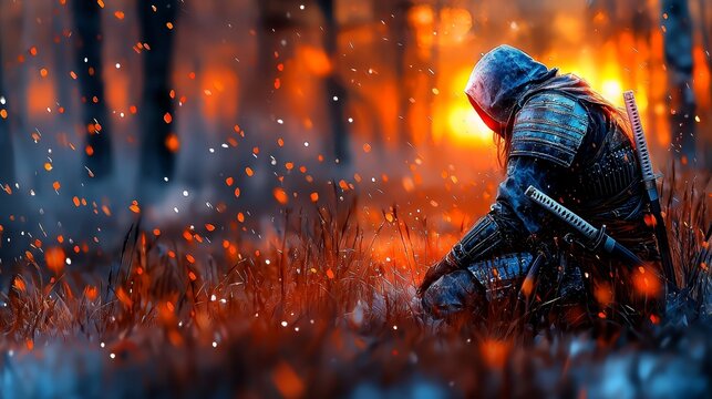   a person wearing a costume and holding a sword, standing in a grassy area with a blurred background It is an animated image from the popular video game Assassin's Creed IV Black Flag