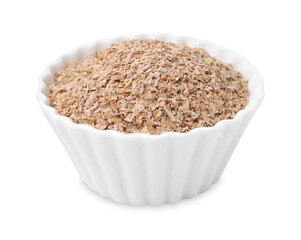 Buckwheat bran in bowl isolated on white