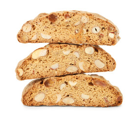 Traditional Italian almond biscuits (Cantucci) isolated on white