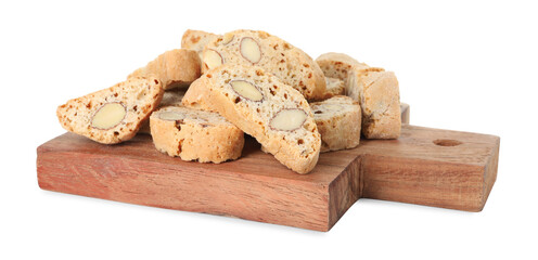 Traditional Italian almond biscuits (Cantucci) isolated on white