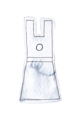 Abstract watercolor chess rook illustration on textured paper background with subtle blue hues and sketchy lines.