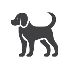 Playful dog silhouette jumping in the air, captured in a dynamic and joyful black and white illustration.