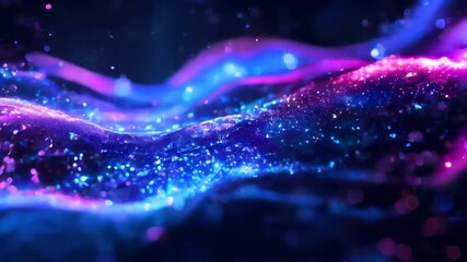 Vibrant abstract fluid background with flowing blue and pink lights, ideal for digital design, technology themes, digital events or digital wallpaper.