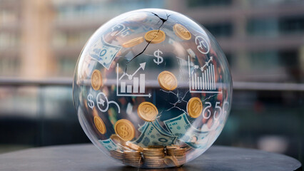 Economic crisis indicators financial sector infographic urban environment close-up view market analysis © Thananatt