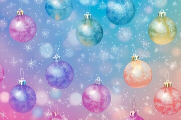 Fototapeta premium Abstract pattern of Christmas ornaments with a sparkling effect on a gradient