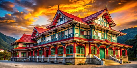 Obraz premium An AI-rendered image of the historical Sabah War Memorial Park building.