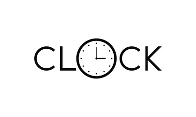 Typography Text Clock Logo Design Inspiration