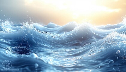 Ocean Mist and Pearls, serene background inspired by the ocean. Incorporate soft waves, misty overlays, 