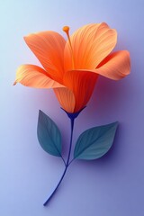 Fototapeta premium Vibrant Hibiscus Flower Against a Pastel Blue Background