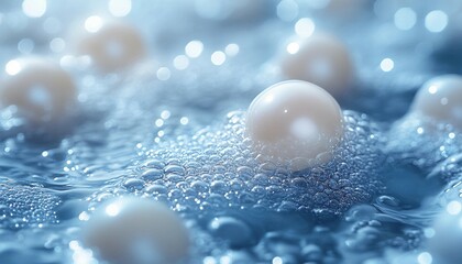 Ocean Mist and Pearls, serene background inspired by the ocean. Incorporate soft waves, misty overlays, 