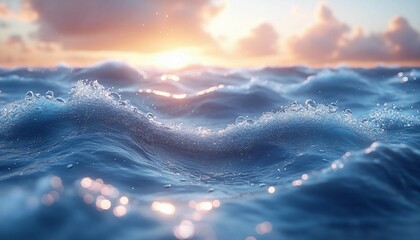 Ocean Mist and Pearls, serene background inspired by the ocean. Incorporate soft waves, misty overlays, 