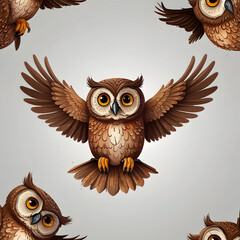 Cute owl flying cartoon