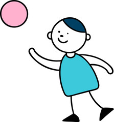   A child playing with a ball silhouette vector illustration art design on a white background.