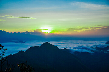 Breathtaking sunrise over mountain landscape serene nature scene scenic viewpoint tranquil environment exploration concept