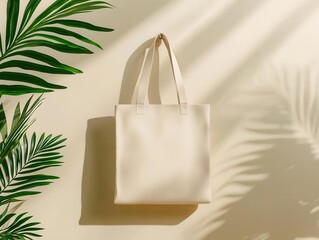 mockup template. Realistic tote bag mockup hanging against a wall, with customizable fabric texture and logo placement, Tote bag mockup hanging with fabric detail, Casual and stylish