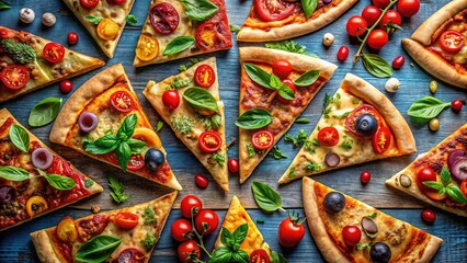 Fototapeta premium Appetizing pizza styles, a delicious variety. Food photography captures gourmet pizza art.