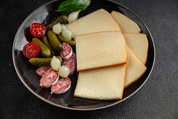 Raclette cheese tasty food dish fresh delicious gourmet food background on the table rustic food top view copy space top view