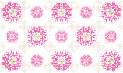 The design imitates the spiral pattern of the Hmong ethnic group, decorated with cherry blossoms and gradient colors.